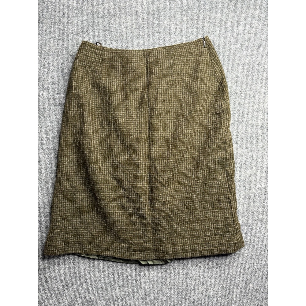 Vintage Rena Rowen Pure New Wool Brown Pencil Skirt-Sz 10P Lined Classic Career
